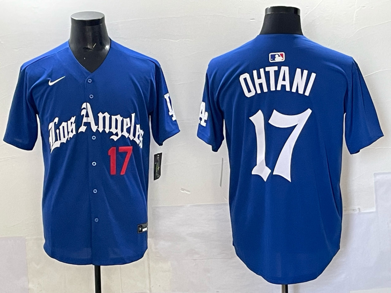 Men Los Angeles Dodgers 17 Ohtani Blue 2025 Nike MLB Jersey style 006
